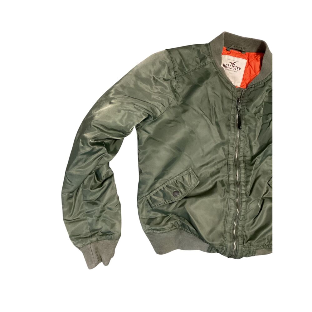 Hollister Green Bomber Jacket Full Zip Size L - Picture 5 of 15